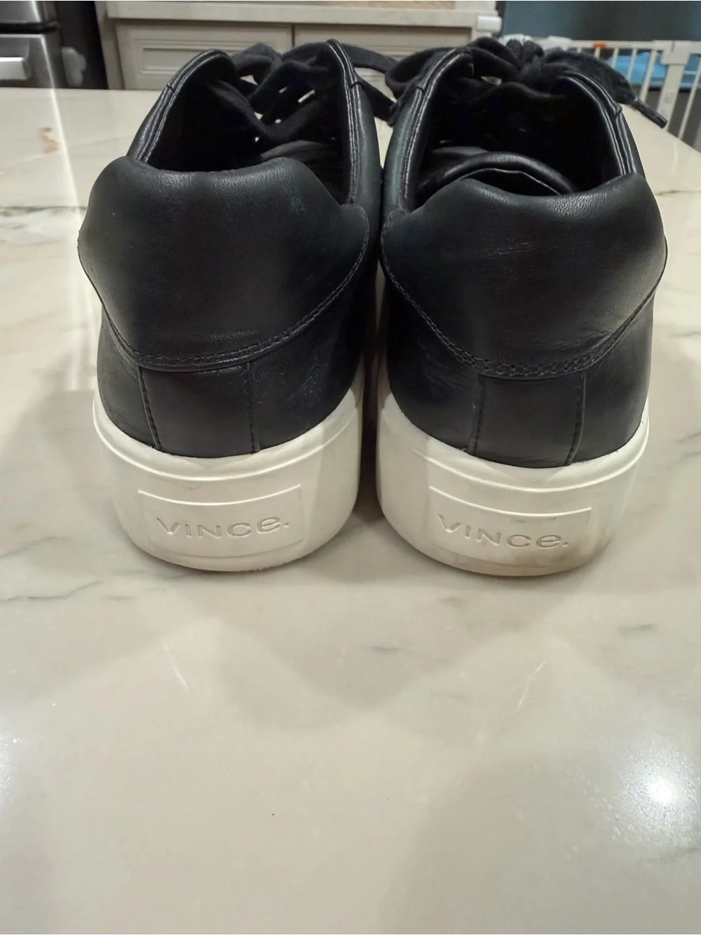 Vince Black Leather Sneakers with White Sole